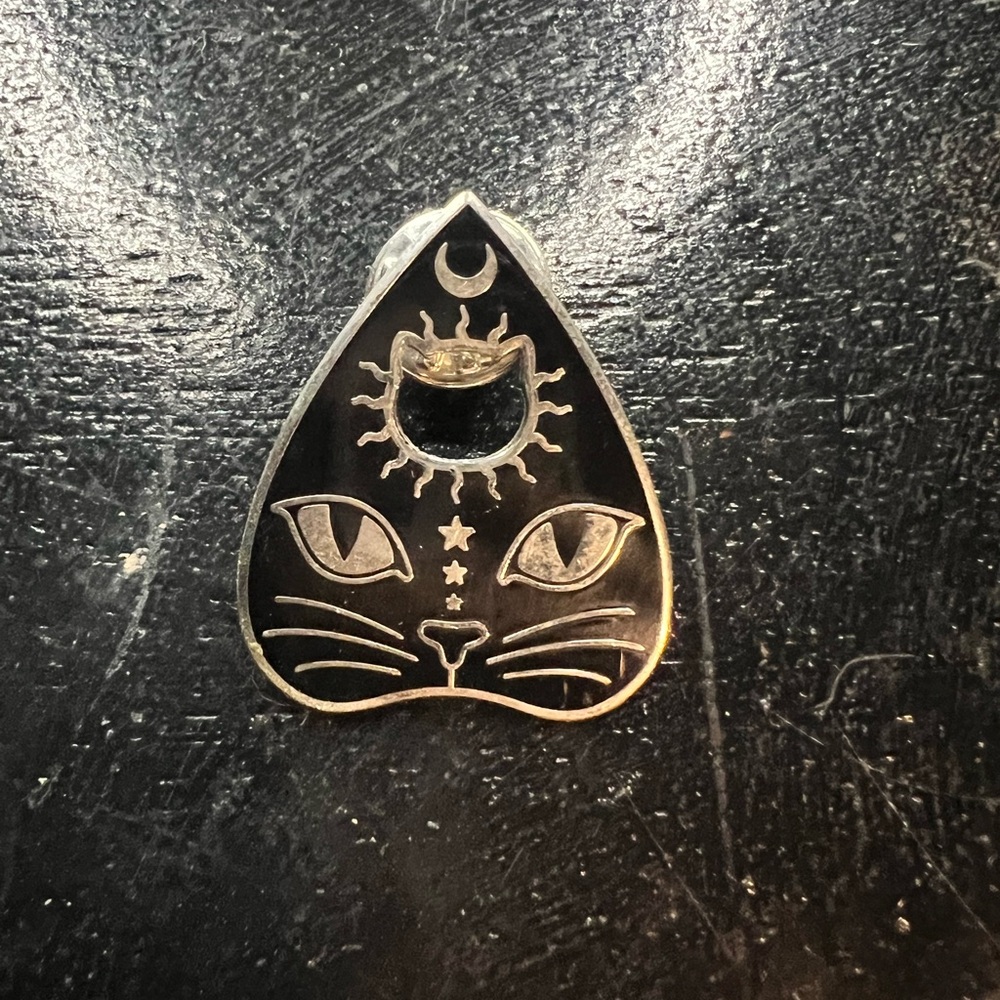 cat planchette metal enamel pin - Picture 1 of 4